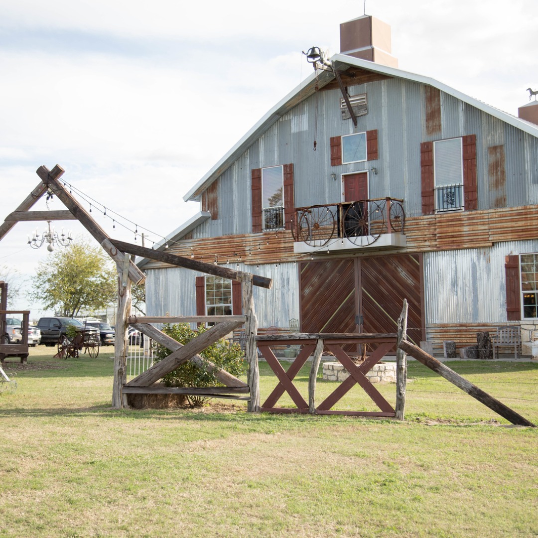 exterior of large barn wedding venue
